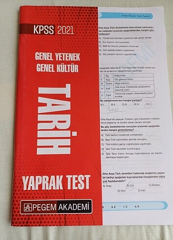 Pegem tarih yaprak test 