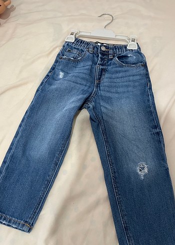 Gri Baskılı Bol Kesim Denim Midi Pantolon - Görsel 2