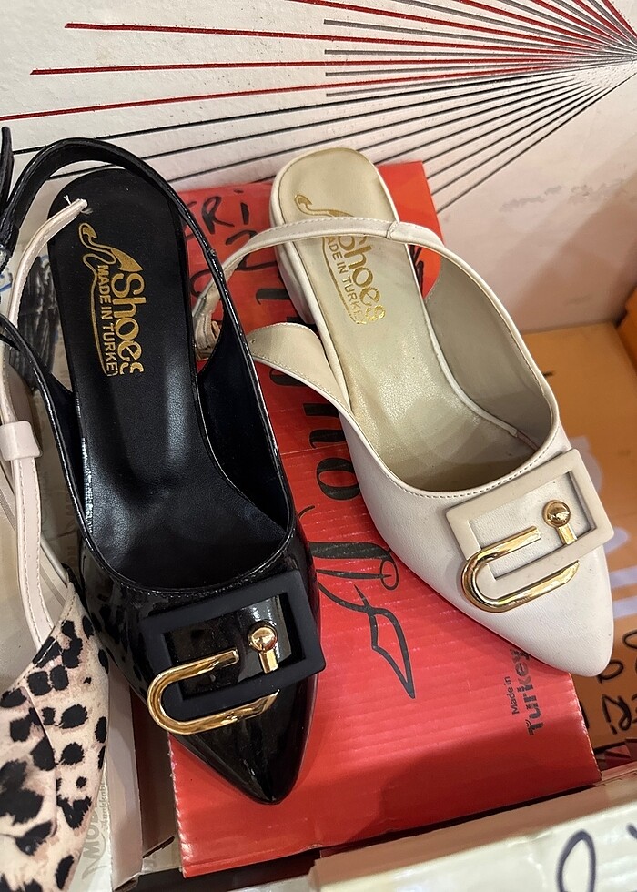 Babet dolgulu yarım topuklu sıfır ayakkabı - Görsel 4