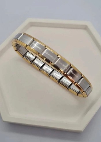 Zincir Detaylı Gri ve Altın Kadın Bileklik - Görsel 2