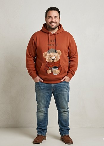 Tommy Hilfiger Erkek Kahverengi Kapusonlu Sweatshirt