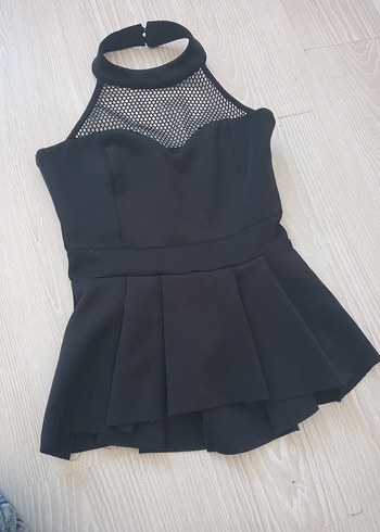 Zara Siyah Mini Yüksek Yakalı bluz