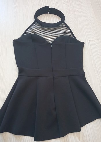 Siyah Mini Yüksek Yakalı bluz
