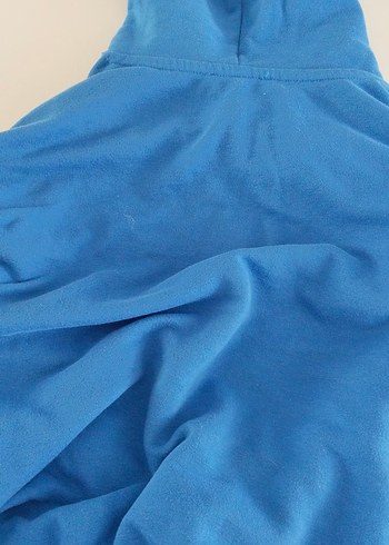 m Beden Mavi Kapüşonlu Yazılı Kadın Sweatshirt