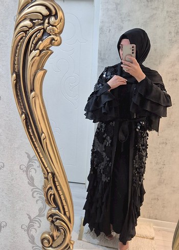 Abaya Uzun Siyah Fırfırlı Gotik Kadın Elbisesi - Görsel 2