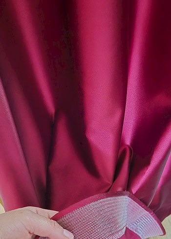 Bordo Uzun Kollu Drapeli Abiye Elbise - Görsel 3