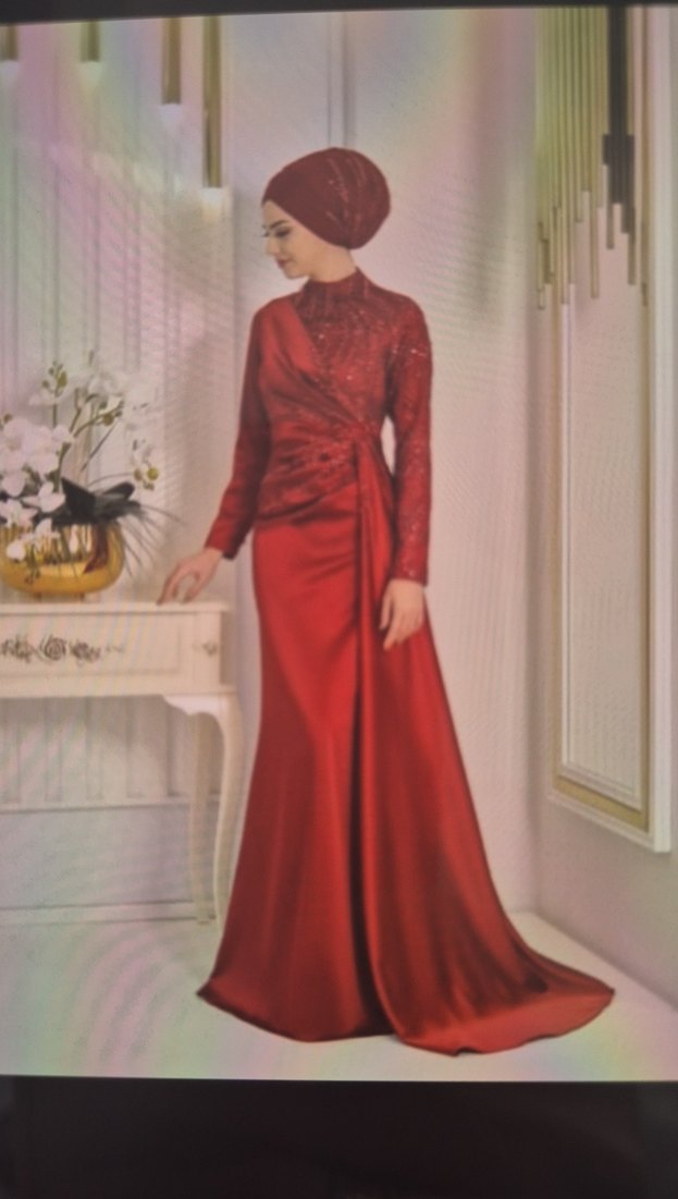 Pınarşems Bordo Uzun Kollu İşlemeli Uzun Abiye - Görsel 3