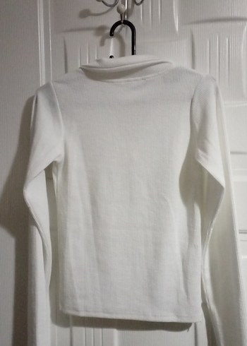 l Beden Düğmeli Beyaz Kadın Uzun Kollu Sweatshirt