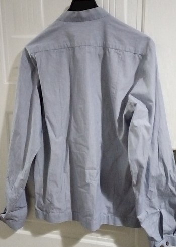 Gri Denim Erkek Gömlek Uzun Kollu Düğmeli - Görsel 3