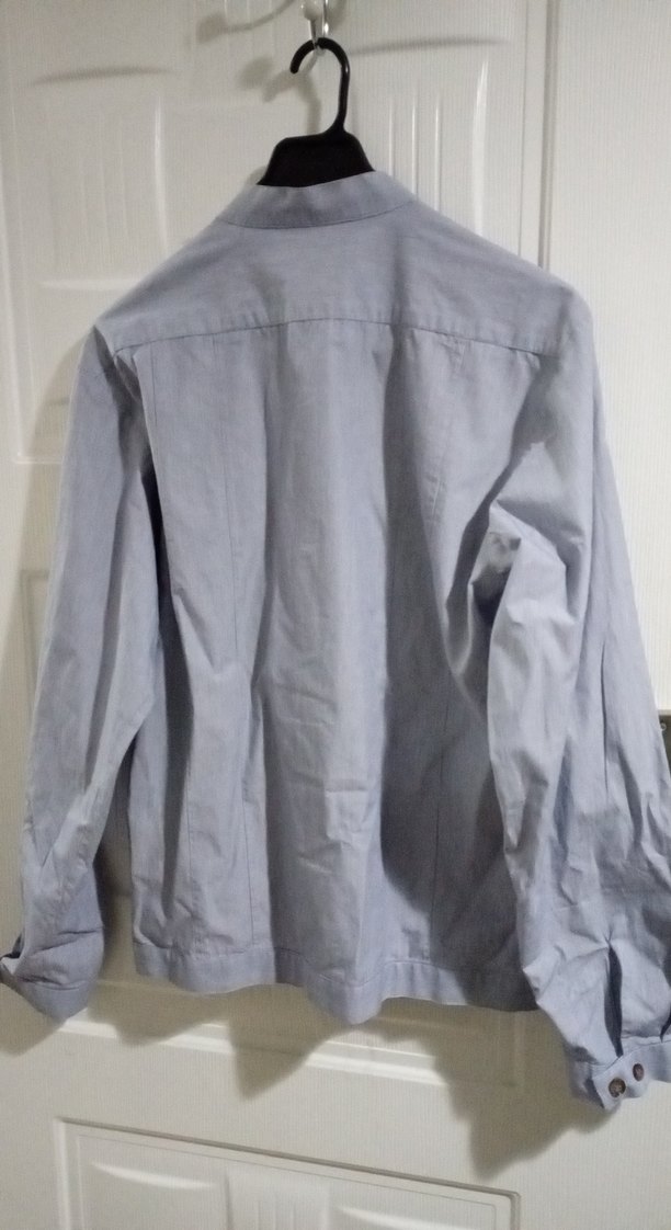 Gri Denim Erkek Gömlek Uzun Kollu Düğmeli - Görsel 3