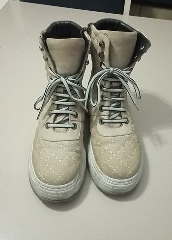 Süet Bej Kadın Dolgu Topuklu Bot - Görsel 5