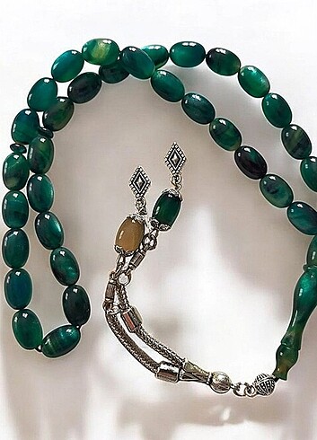 Sıkma/ sedefli koyu yesil tesbih  - Görsel 8