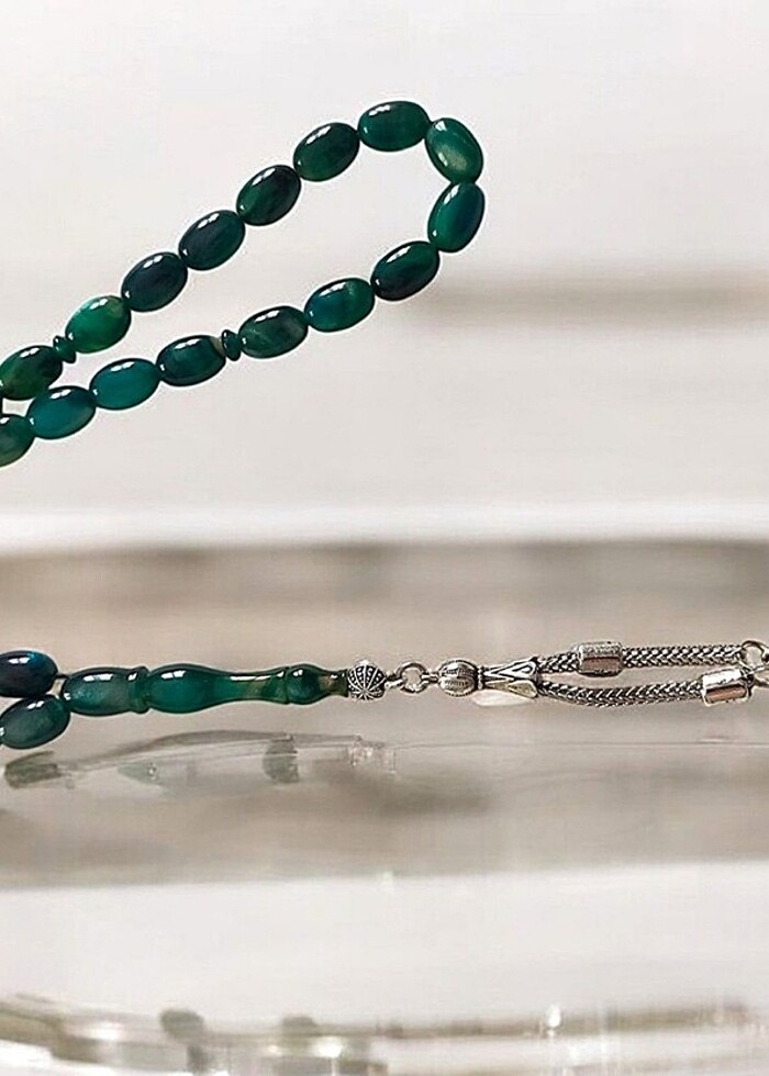 Sıkma/ sedefli koyu yesil tesbih  - Görsel 2