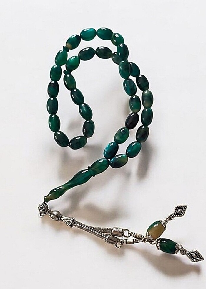 Sıkma/ sedefli koyu yesil tesbih  - Görsel 4