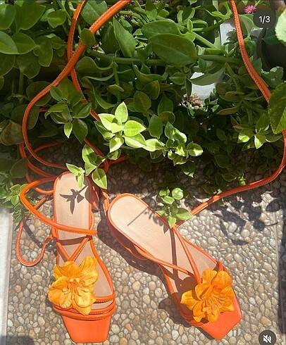 Diğer Turuncu amber model bağlamalı kleopatra topuklu ayakkabı