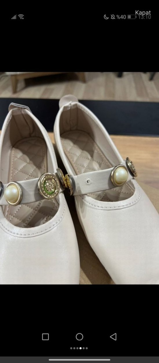 Kadın Beyaz Tokalı Modern Klasik Topuklu Babet - Görsel 4