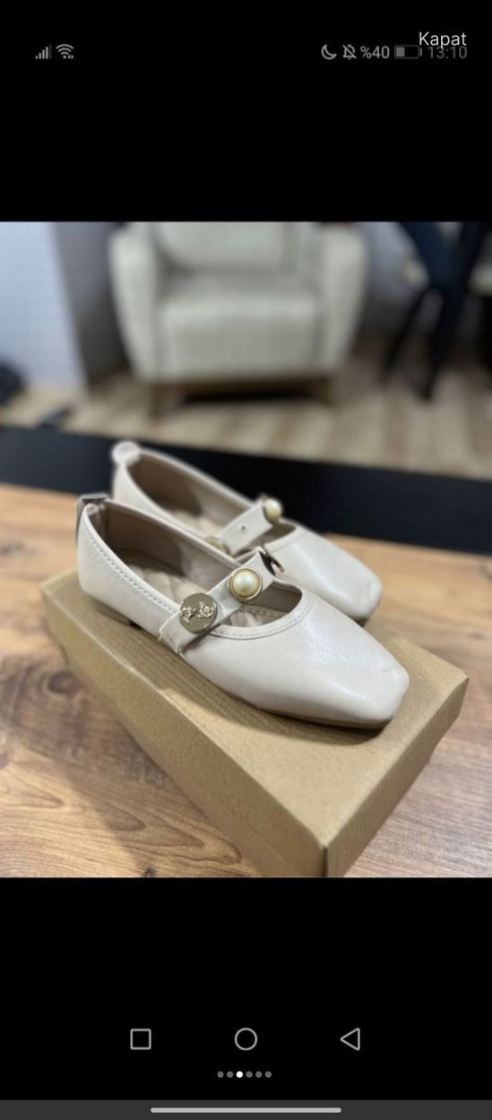 Kadın Beyaz Tokalı Modern Klasik Topuklu Babet - Görsel 3