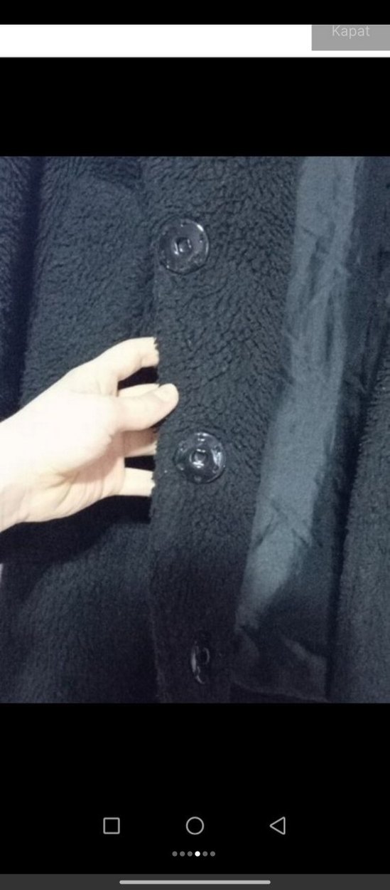 Siyah Midi Boy Peluş Kadın Kaban - Görsel 4