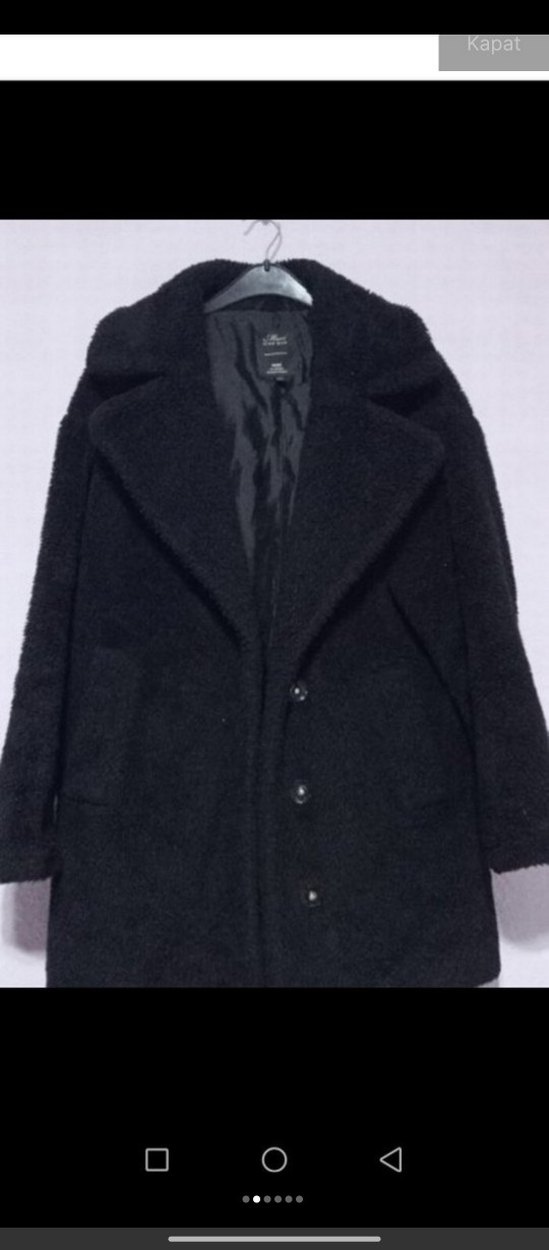 Siyah Midi Boy Peluş Kadın Kaban - Görsel 2