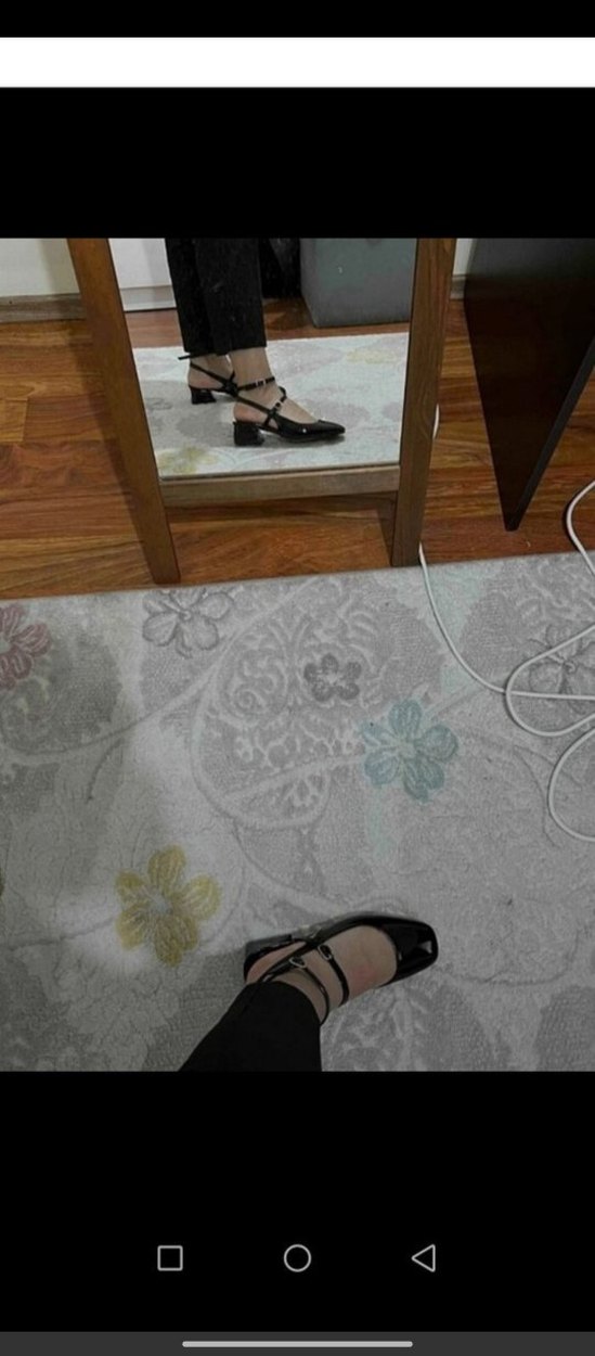 Kadın Siyah Rugan Topuklu Kemerli Klasik Ayakkabı - Görsel 2