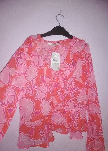 LC Waikiki Pastel Pembe V Yaka Bağlamalı Kadın Bluz