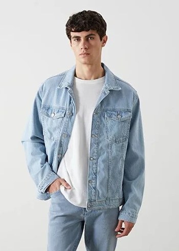 Erkek Açık Mavi Denim Ceket