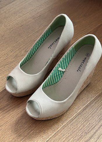 Bej Kadın Dolgu Topuklu Ayakkabı - Görsel 2