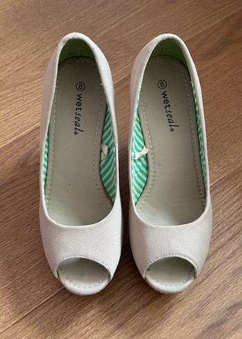 Bej Kadın Dolgu Topuklu Ayakkabı - Görsel 3