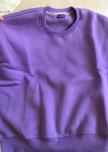 Mor Kadın Sweatshirt, Yuvarlak Yaka, Rahat Kesim