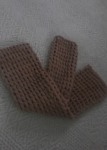 Bej Örgü Puffy Atkı - Görsel 3