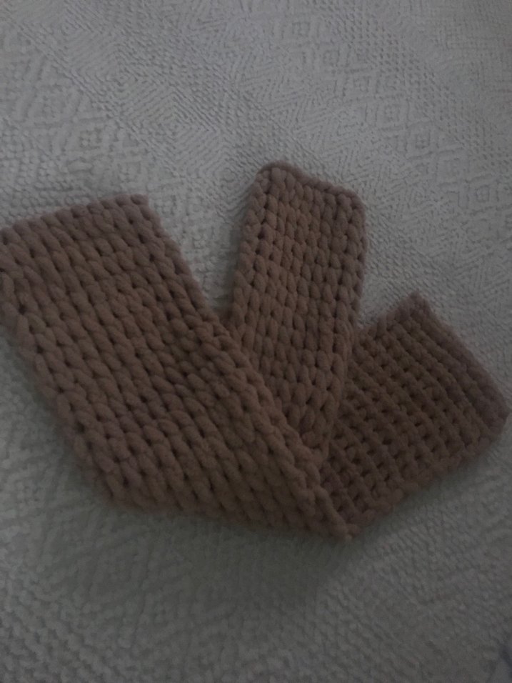 Bej Örgü Puffy Atkı - Görsel 3