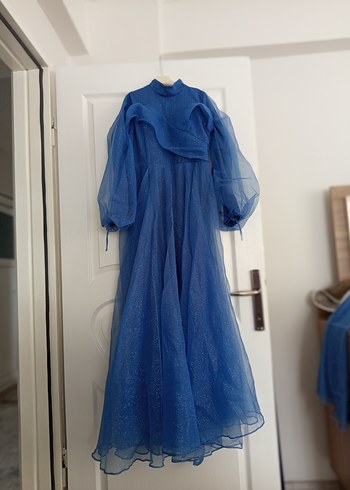 Parlak Mavi  Abiye Elbise - Görsel 3