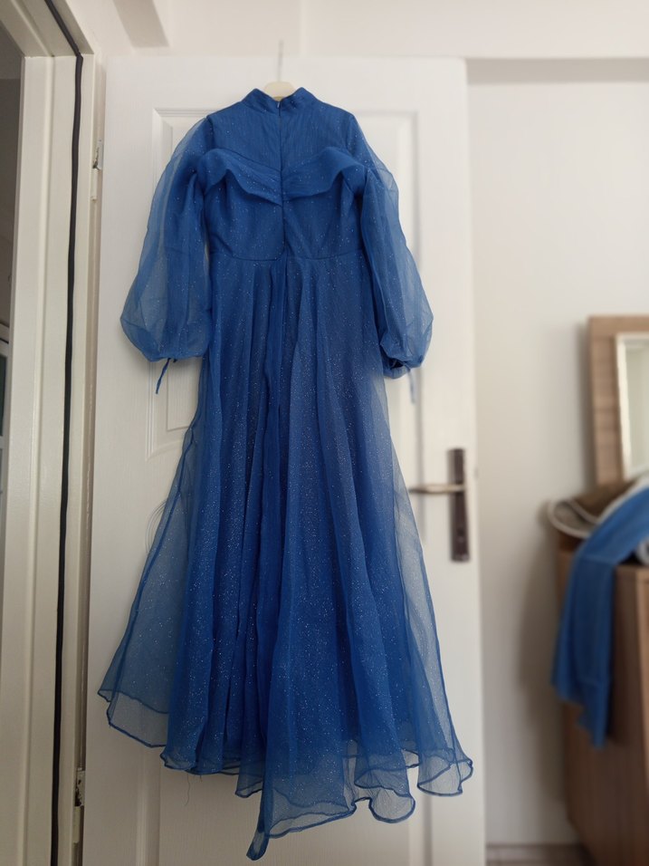 Parlak Mavi  Abiye Elbise - Görsel 4