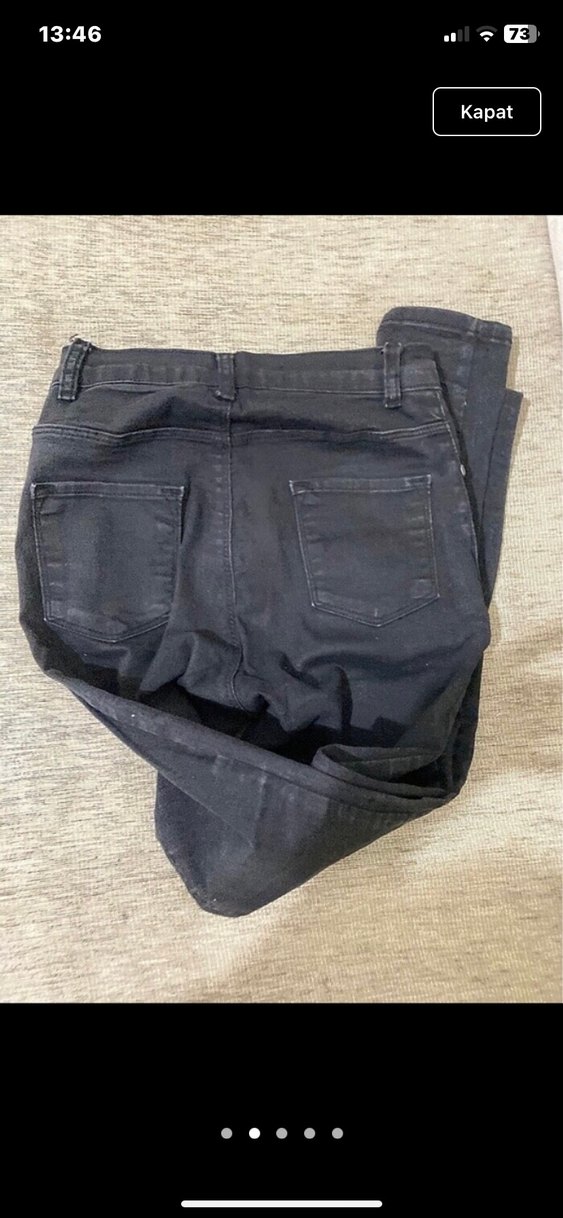 Gri Kadın Kot Pantolon, Normal Boy, Dar Kesim - Görsel 2