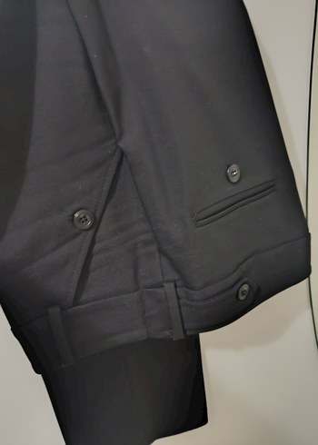 Düğmeli Siyah kadın Kumaş Pantolon - Görsel 3