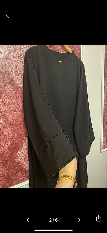 l Beden siyah Renk Taşlı abaya elbise