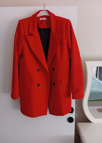 Kırmızı Düğmeli Kadın Blazer Ceket - Görsel 3