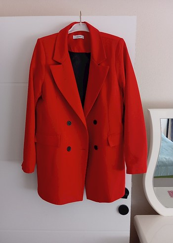 Kırmızı Düğmeli Kadın Blazer Ceket - Görsel 2