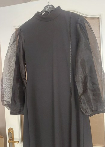 Abiye Siyah Uzun Kollu Drapeli Gotik Elbise