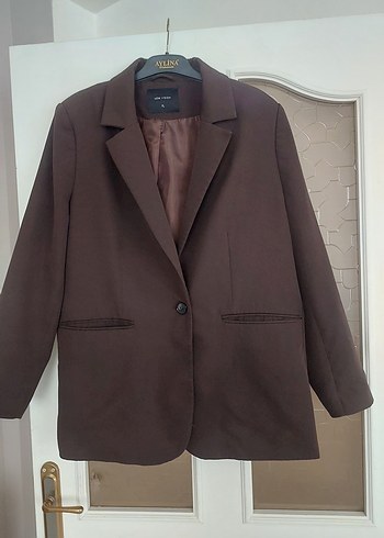 Kahverengi Düğmeli Kadın Blazer Ceket