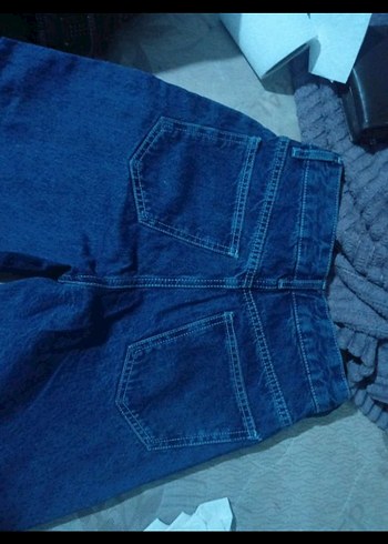 s Beden Kadın Mavi Bol Kesim Baggy Pantolon