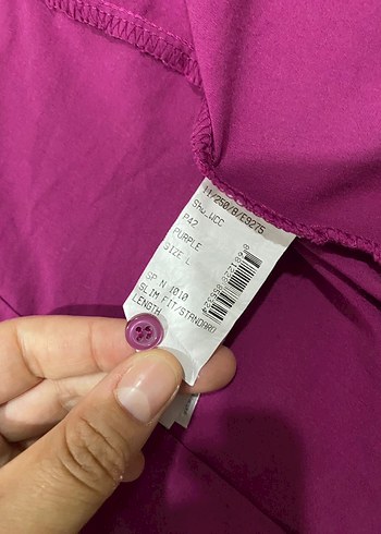 Düğmeli Mor Kadın Gömlek - Görsel 3