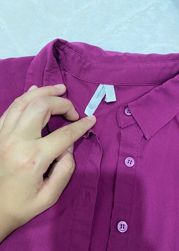 Düğmeli Mor Kadın Gömlek - Görsel 2