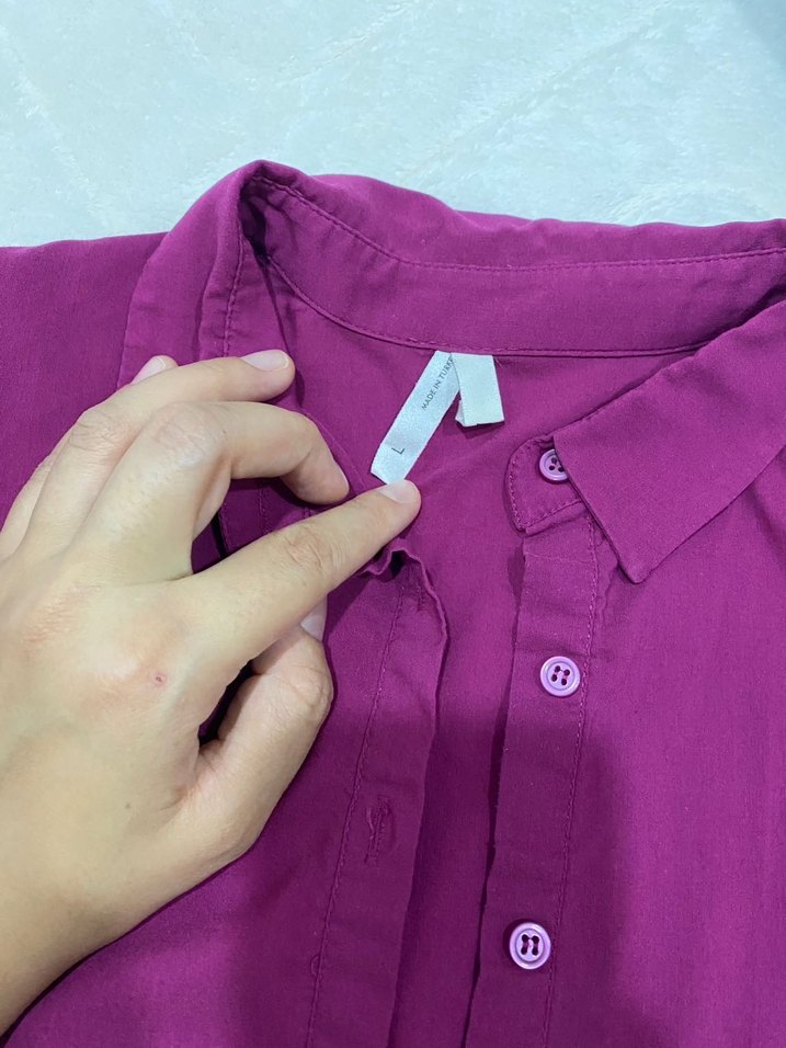 Düğmeli Mor Kadın Gömlek - Görsel 2