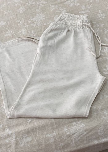 Beyaz Rahat Kesim Keten Kadın Pantolon - Görsel 6