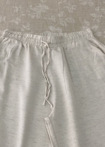 Beyaz Rahat Kesim Keten Kadın Pantolon - Görsel 2