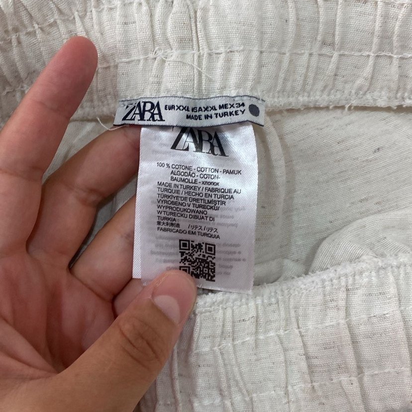 Beyaz Rahat Kesim Keten Kadın Pantolon - Görsel 3