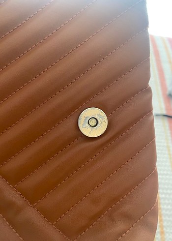 Zincir Detaylı acı Kahverengi suni Deri Kadın Çanta - Görsel 7