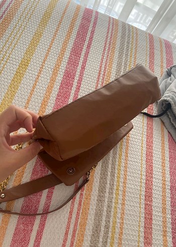 Zincir Detaylı acı Kahverengi suni Deri Kadın Çanta - Görsel 4