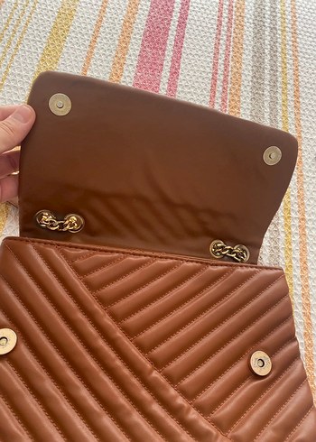 Zincir Detaylı acı Kahverengi suni Deri Kadın Çanta - Görsel 6